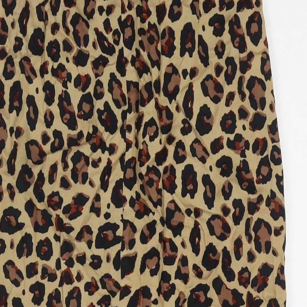 Stradivarius Womens Beige Animal Print Polyester Maxi Skirt Size 8 Zip