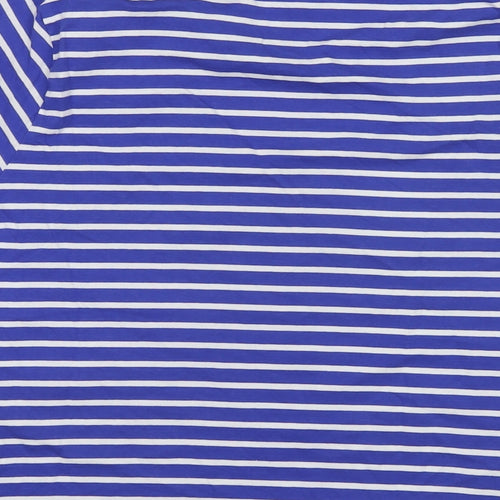 Marks and Spencer Womens Blue Striped Cotton Basic T-Shirt Size 14 Round Neck