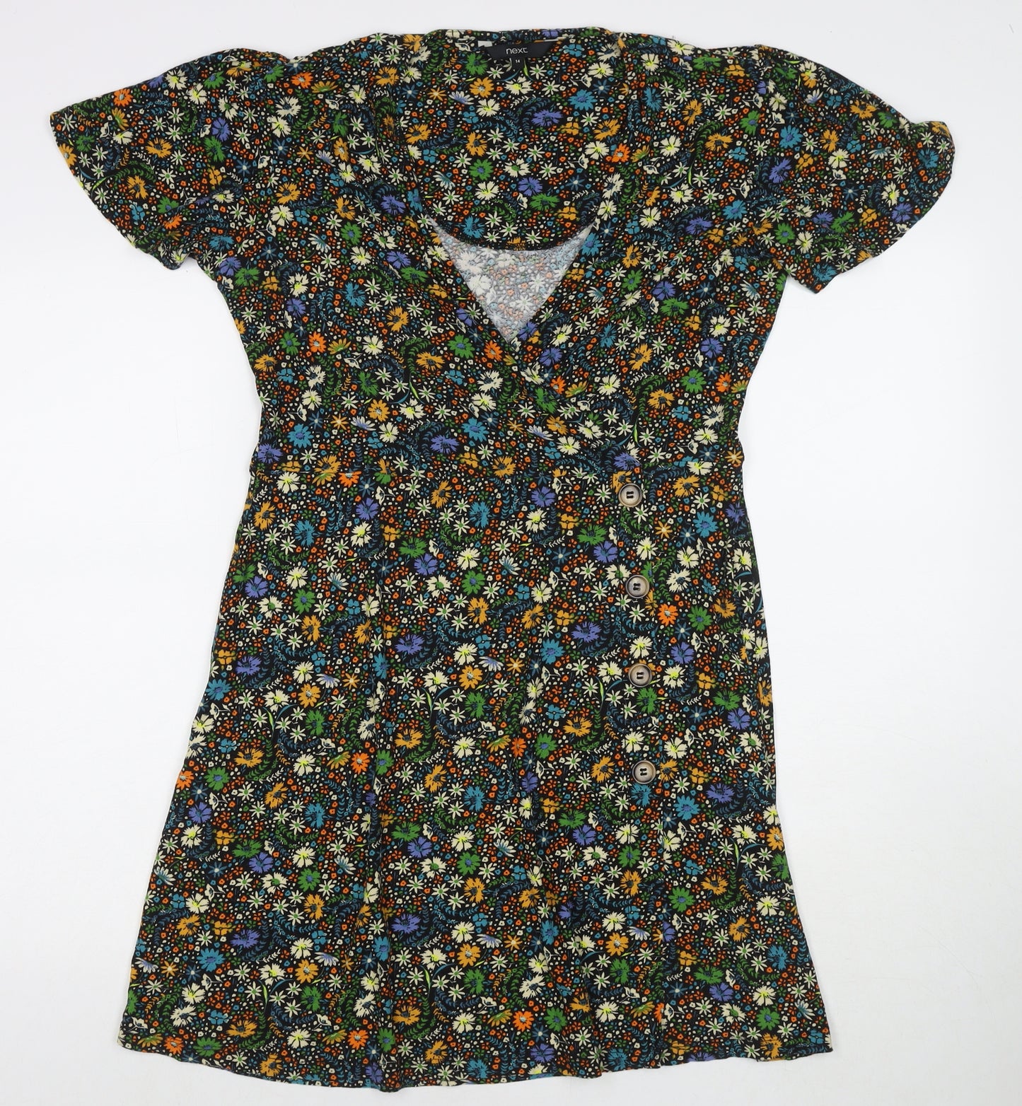 NEXT Womens Multicoloured Floral Viscose A-Line Size 12 Round Neck Pullover