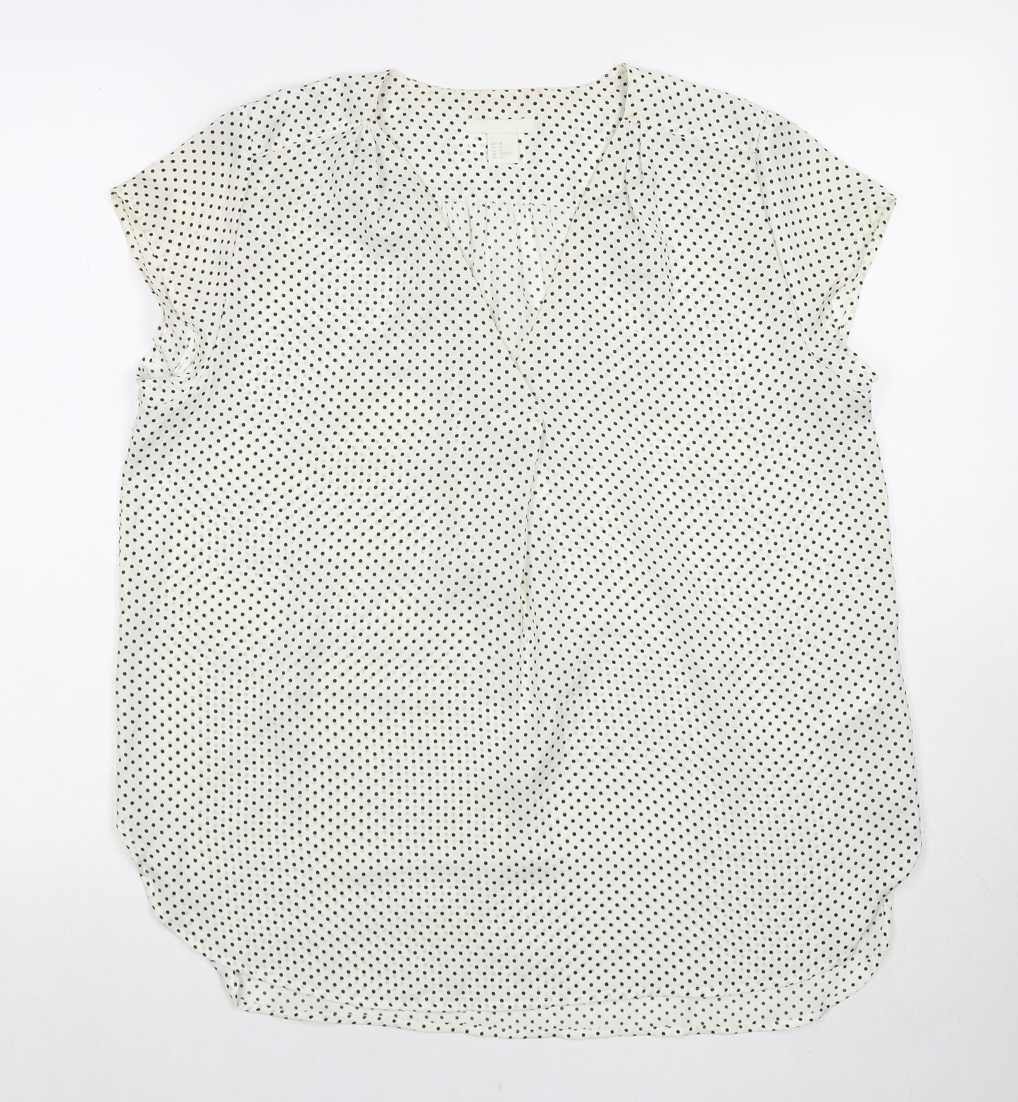 Marks and Spencer Womens White Polka Dot Polyester Basic Blouse Size 12 Round Neck