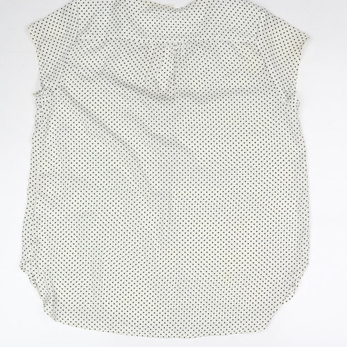 Marks and Spencer Womens White Polka Dot Polyester Basic Blouse Size 12 Round Neck