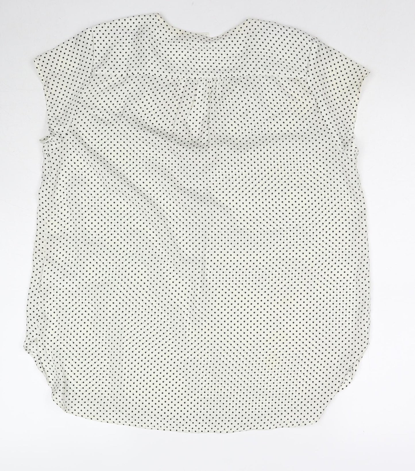 Marks and Spencer Womens White Polka Dot Polyester Basic Blouse Size 12 Round Neck