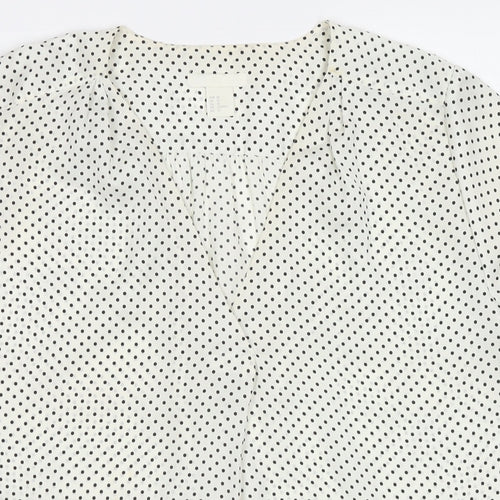 Marks and Spencer Womens White Polka Dot Polyester Basic Blouse Size 12 Round Neck