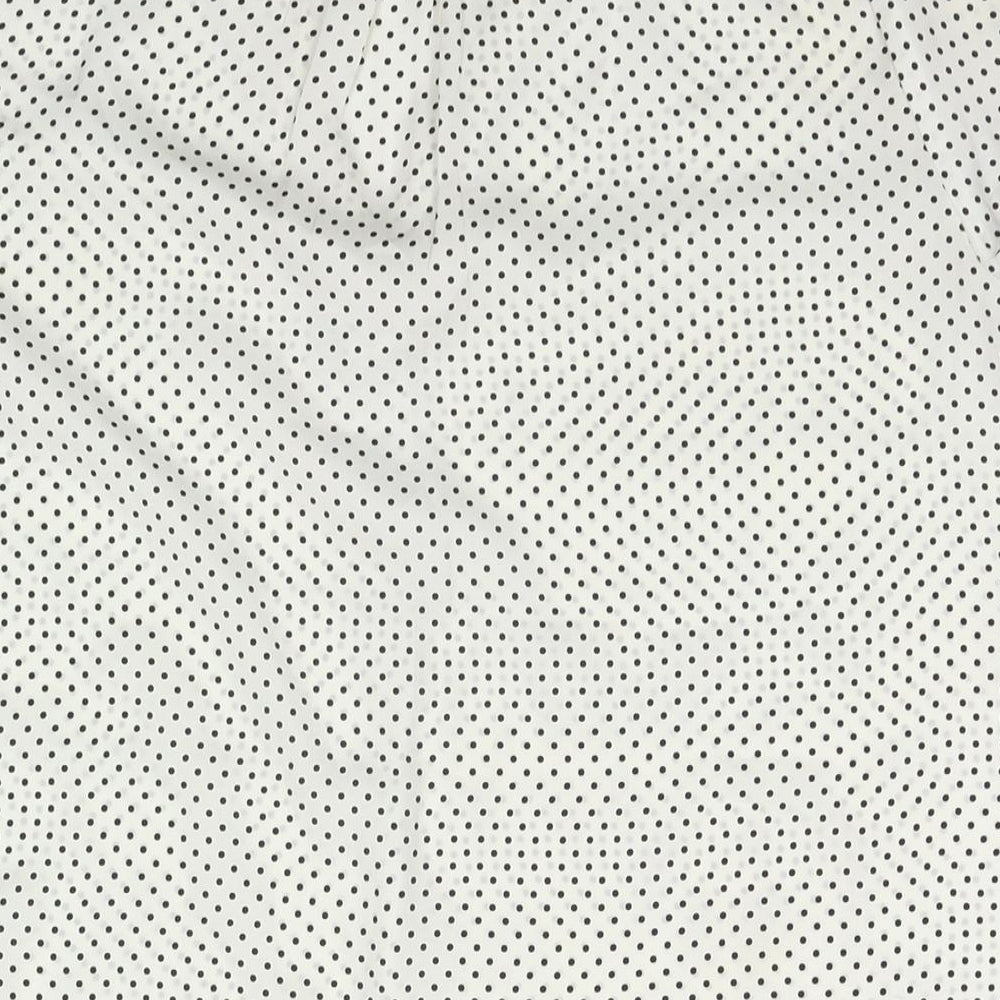 Marks and Spencer Womens White Polka Dot Polyester Basic Blouse Size 12 Round Neck