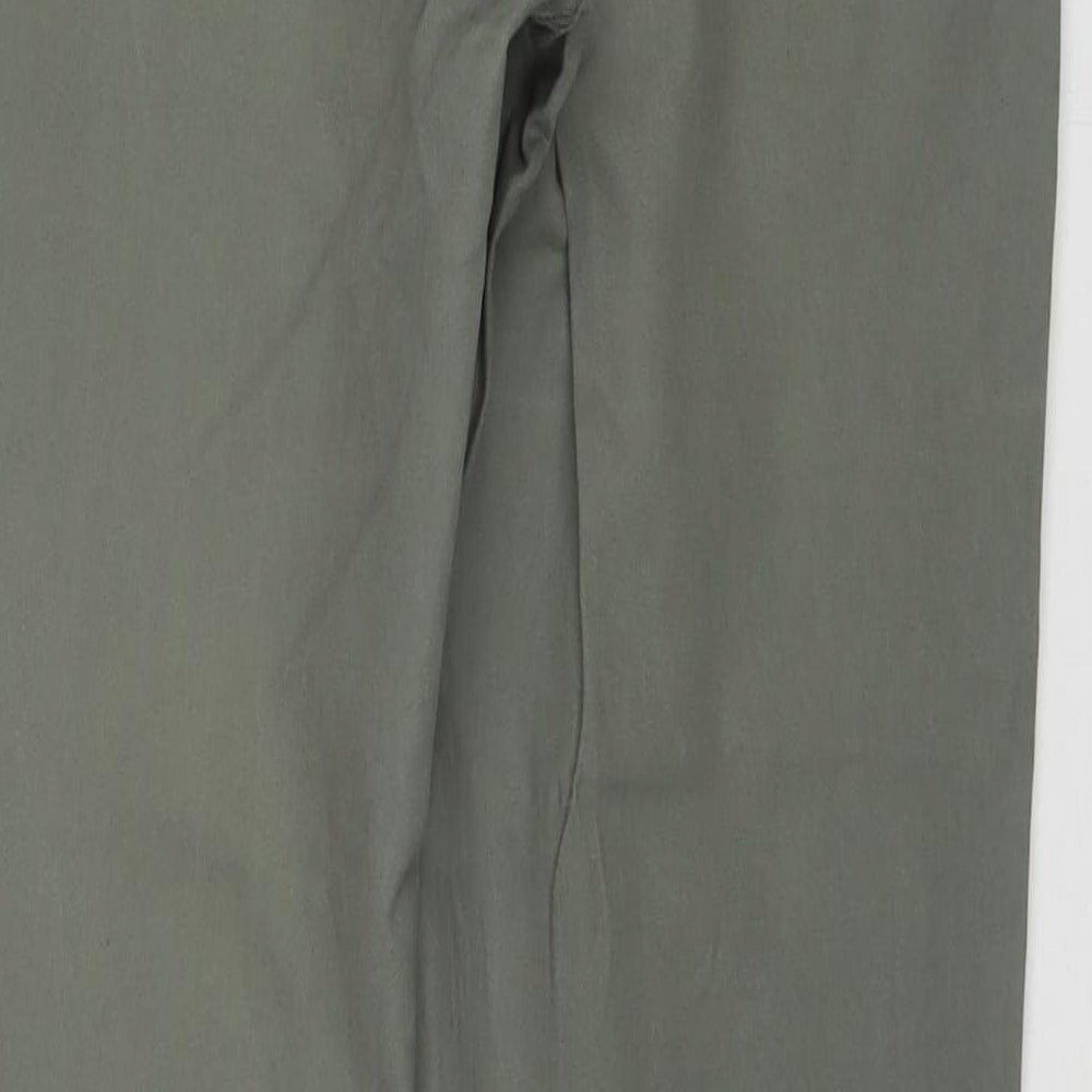 Marks and Spencer Mens Green Cotton Trousers Size 32 in L33 in Regular Zip