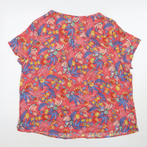 Country Rose Soap Co. Womens Multicoloured Floral Viscose Basic T-Shirt Size 22 Round Neck