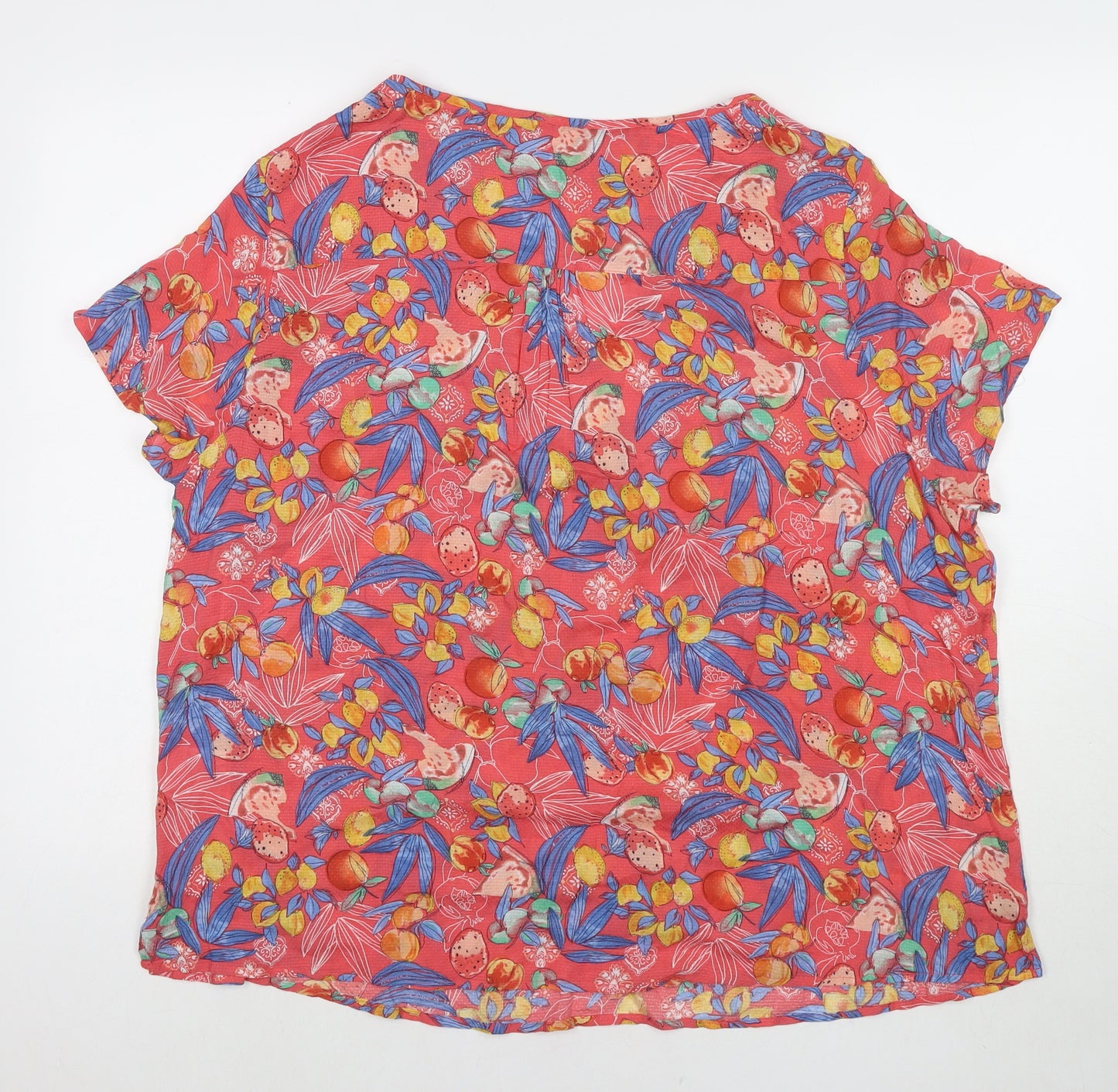 Country Rose Soap Co. Womens Multicoloured Floral Viscose Basic T-Shirt Size 22 Round Neck