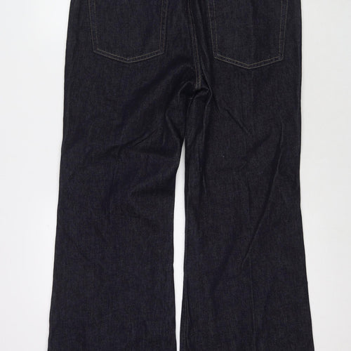 Marks and Spencer Womens Blue Cotton Flared Jeans Size 16 L30 in Regular Zip
