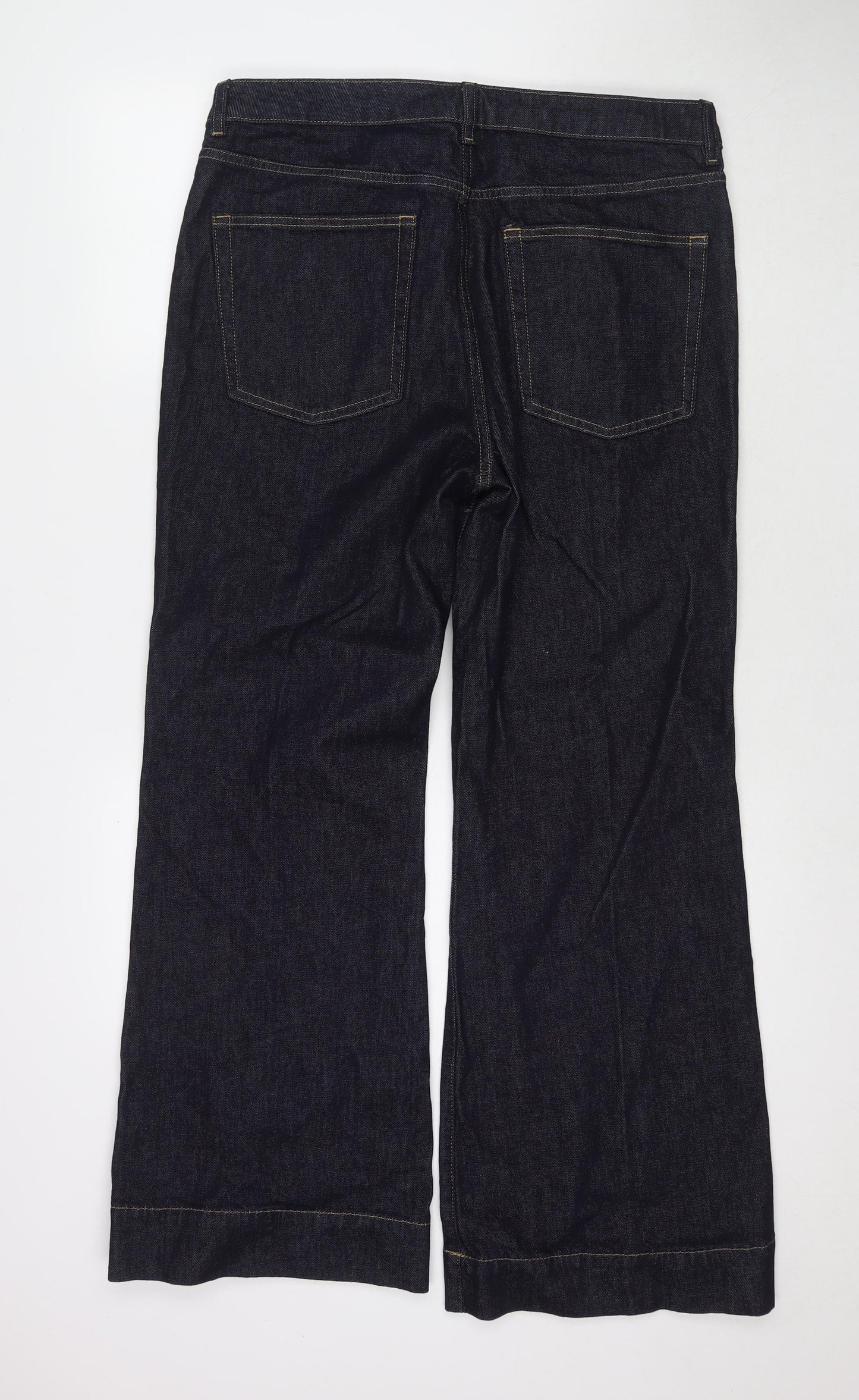 Marks and Spencer Womens Blue Cotton Flared Jeans Size 16 L30 in Regular Zip