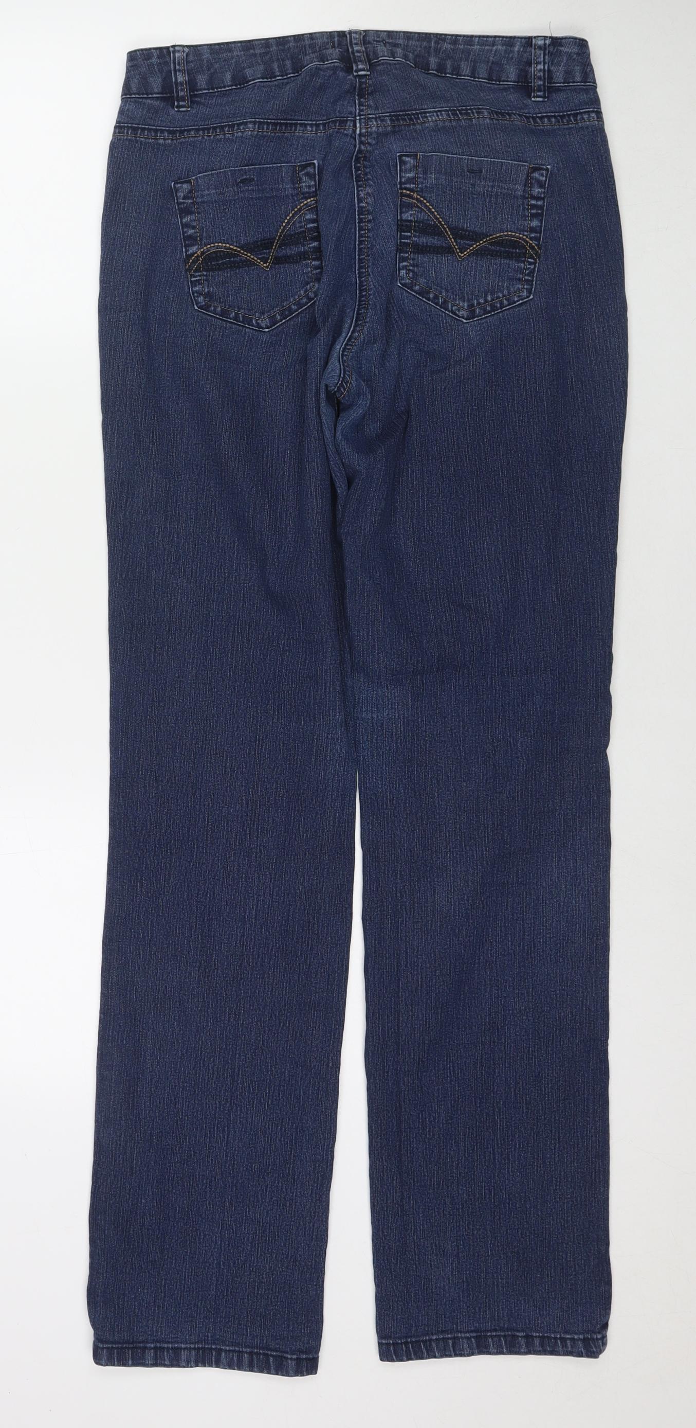 TU Womens Blue Cotton Straight Jeans Size 10 L32 in Regular Zip