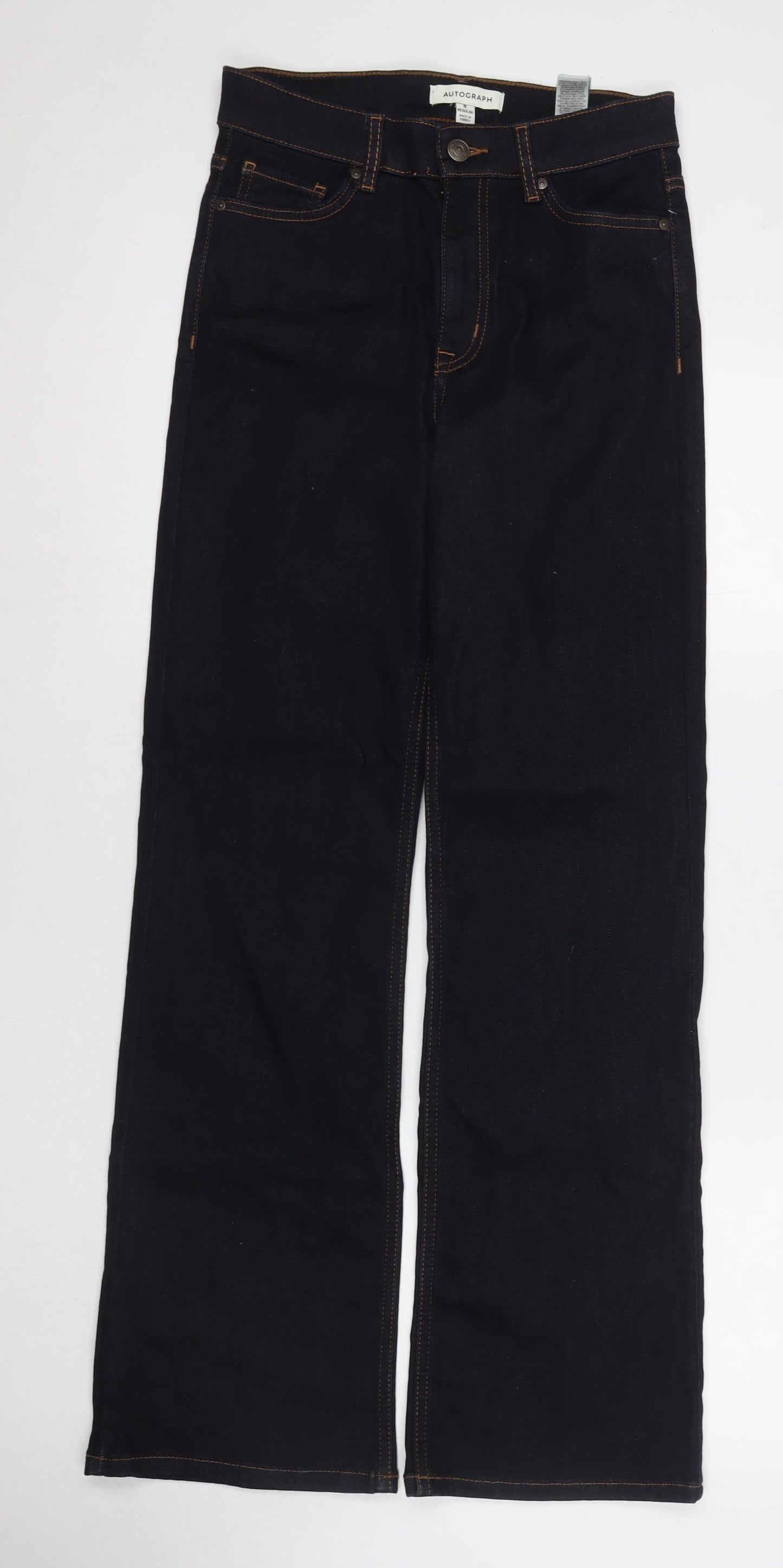 Autograph Womens Blue Cotton Bootcut Jeans Size 8 L31 in Regular Zip