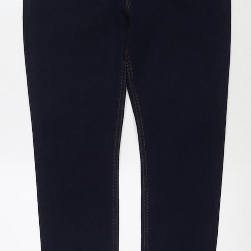 Marks and Spencer Womens Blue Cotton Skinny Jeans Size 14 L29 in Regular Zip