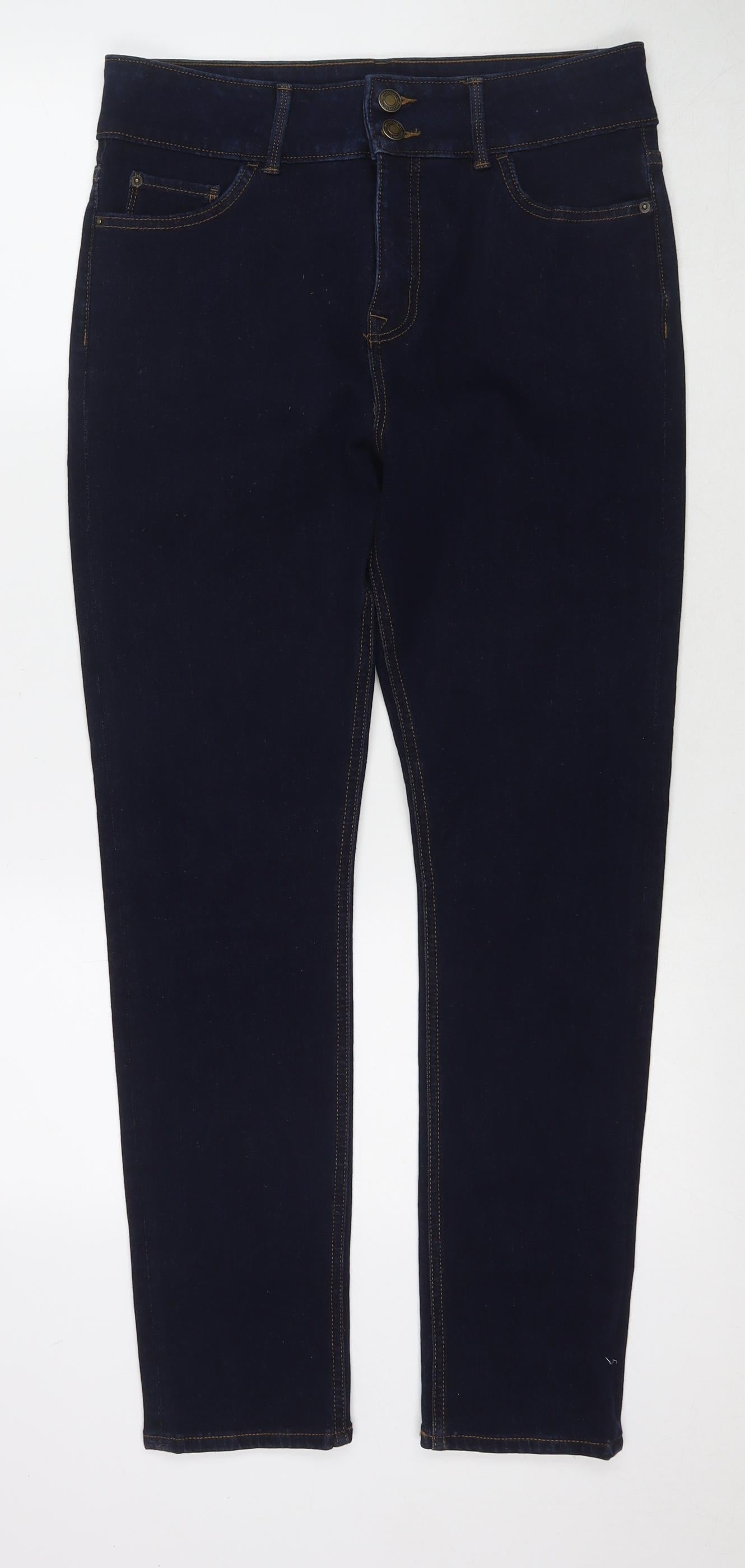 Marks and Spencer Womens Blue Cotton Skinny Jeans Size 14 L29 in Regular Zip