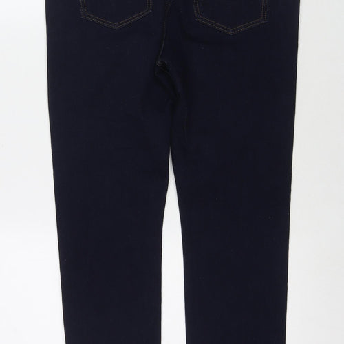 Marks and Spencer Womens Blue Cotton Skinny Jeans Size 14 L29 in Regular Zip