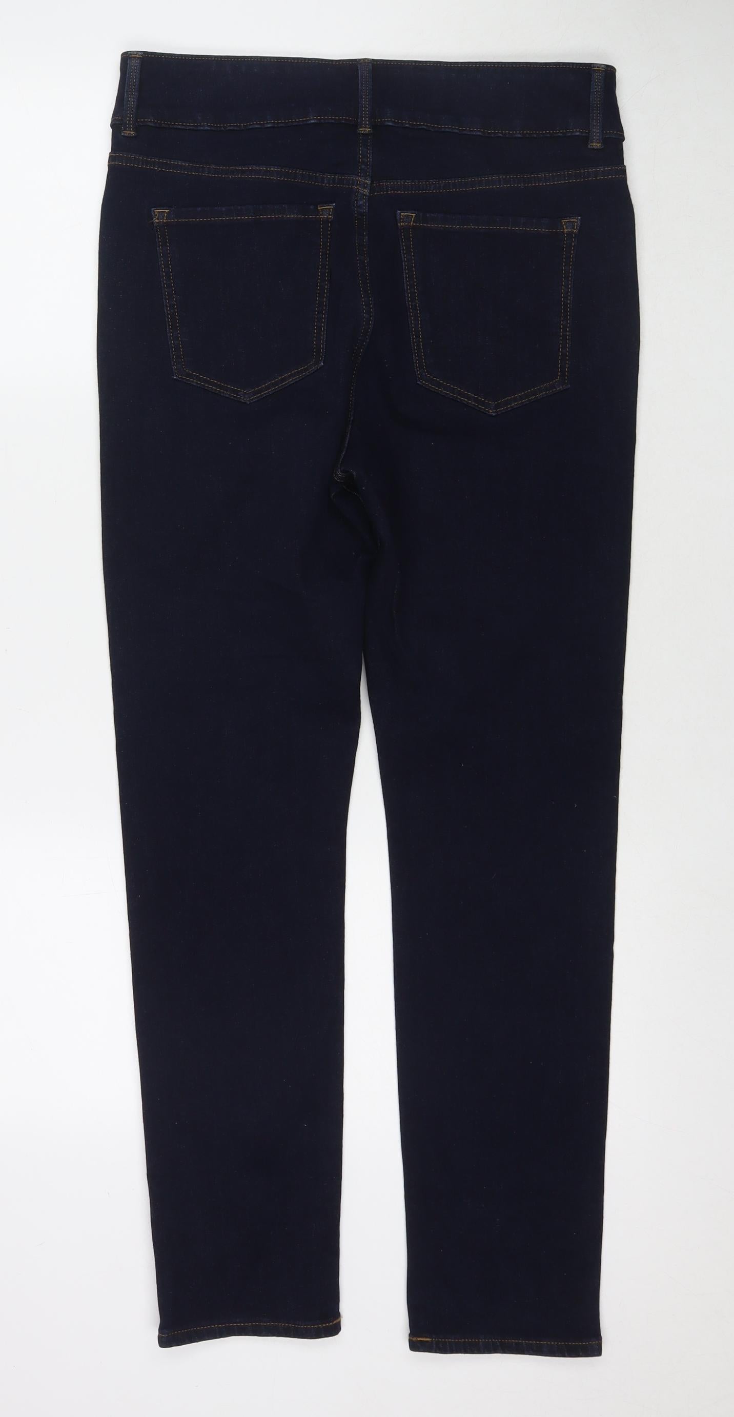 Marks and Spencer Womens Blue Cotton Skinny Jeans Size 14 L29 in Regular Zip