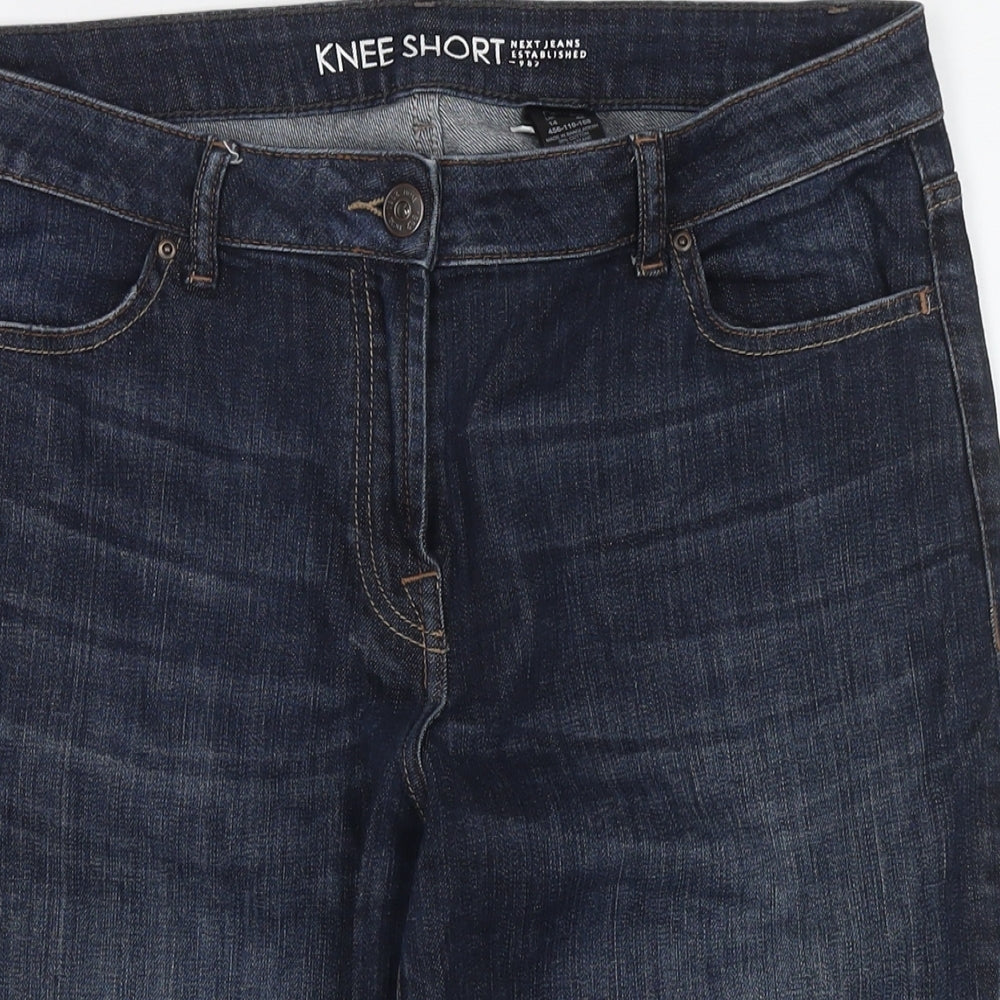 NEXT Womens Blue Cotton Boyfriend Shorts Size 14 L13 in Regular Zip