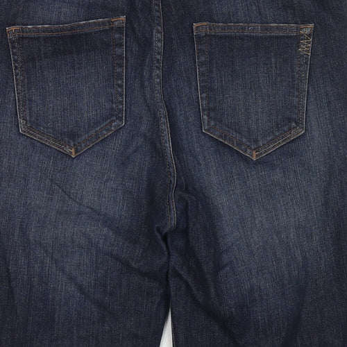 NEXT Womens Blue Cotton Boyfriend Shorts Size 14 L13 in Regular Zip
