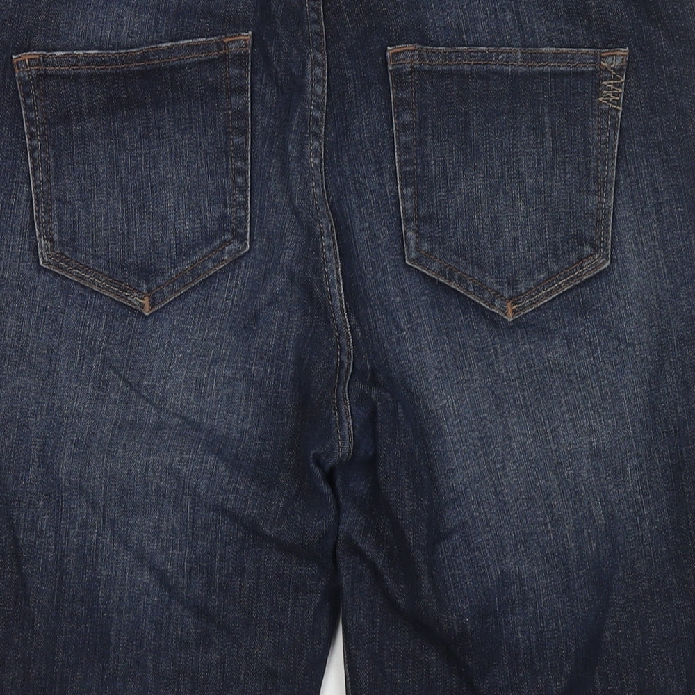 NEXT Womens Blue Cotton Boyfriend Shorts Size 14 L13 in Regular Zip