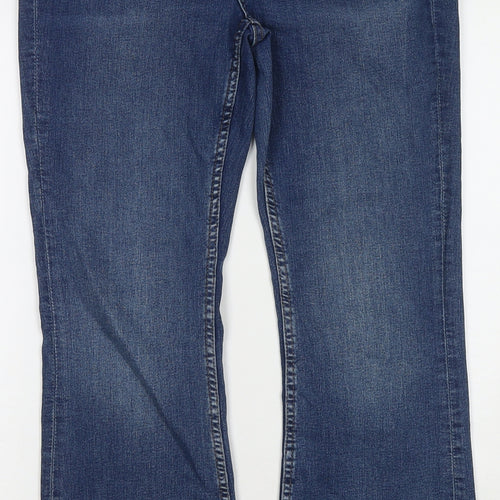 Marks and Spencer Womens Blue Cotton Straight Jeans Size 12 L28 in Regular Zip