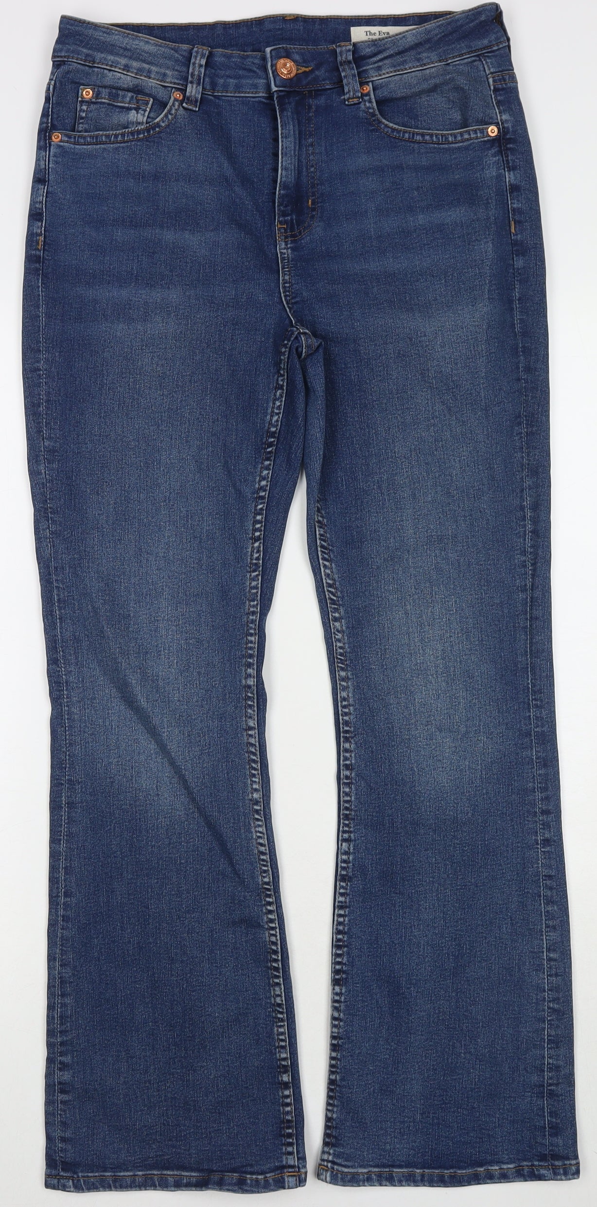Marks and Spencer Womens Blue Cotton Straight Jeans Size 12 L28 in Regular Zip