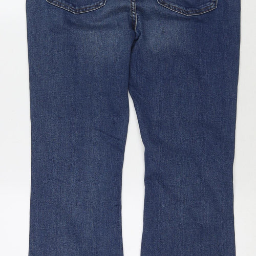 Marks and Spencer Womens Blue Cotton Straight Jeans Size 12 L28 in Regular Zip