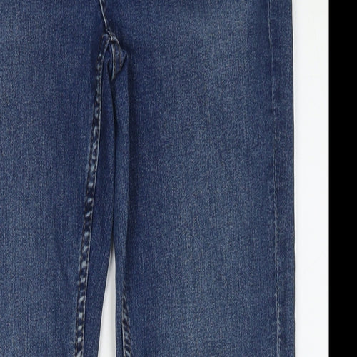Marks and Spencer Womens Blue Cotton Straight Jeans Size 12 L28 in Regular Zip