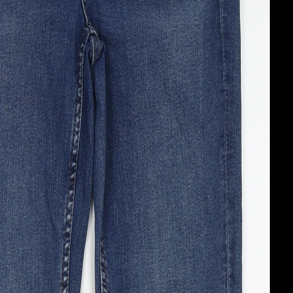 Marks and Spencer Womens Blue Cotton Straight Jeans Size 12 L28 in Regular Zip