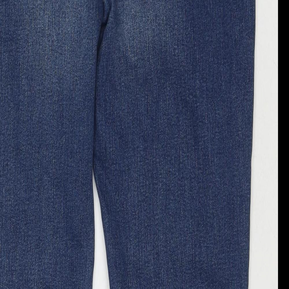 Marks and Spencer Womens Blue Cotton Straight Jeans Size 12 L28 in Regular Zip