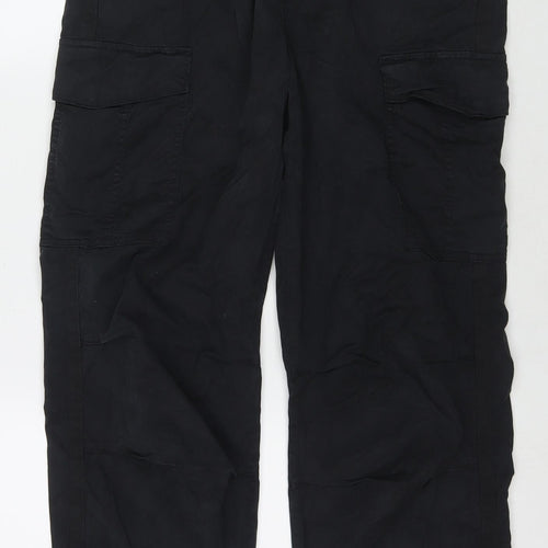 Marks and Spencer Womens Black Lyocell Cargo Trousers Size 12 L28 in Regular Zip