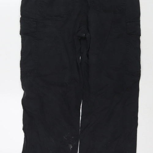 Marks and Spencer Womens Black Lyocell Cargo Trousers Size 12 L28 in Regular Zip
