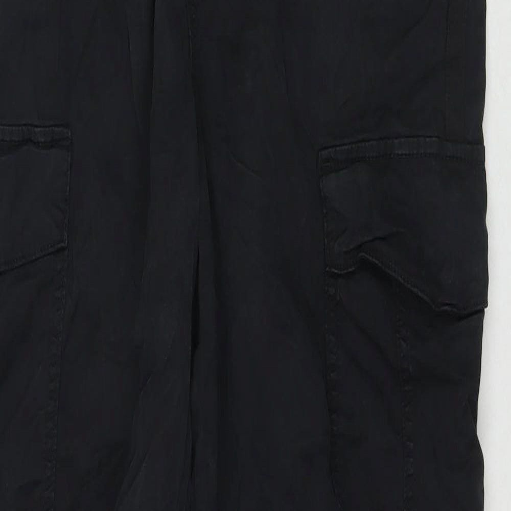 Marks and Spencer Womens Black Lyocell Cargo Trousers Size 12 L28 in Regular Zip