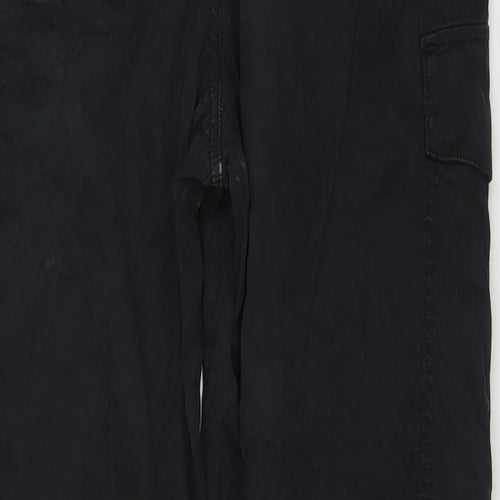 Marks and Spencer Womens Black Lyocell Cargo Trousers Size 12 L28 in Regular Zip