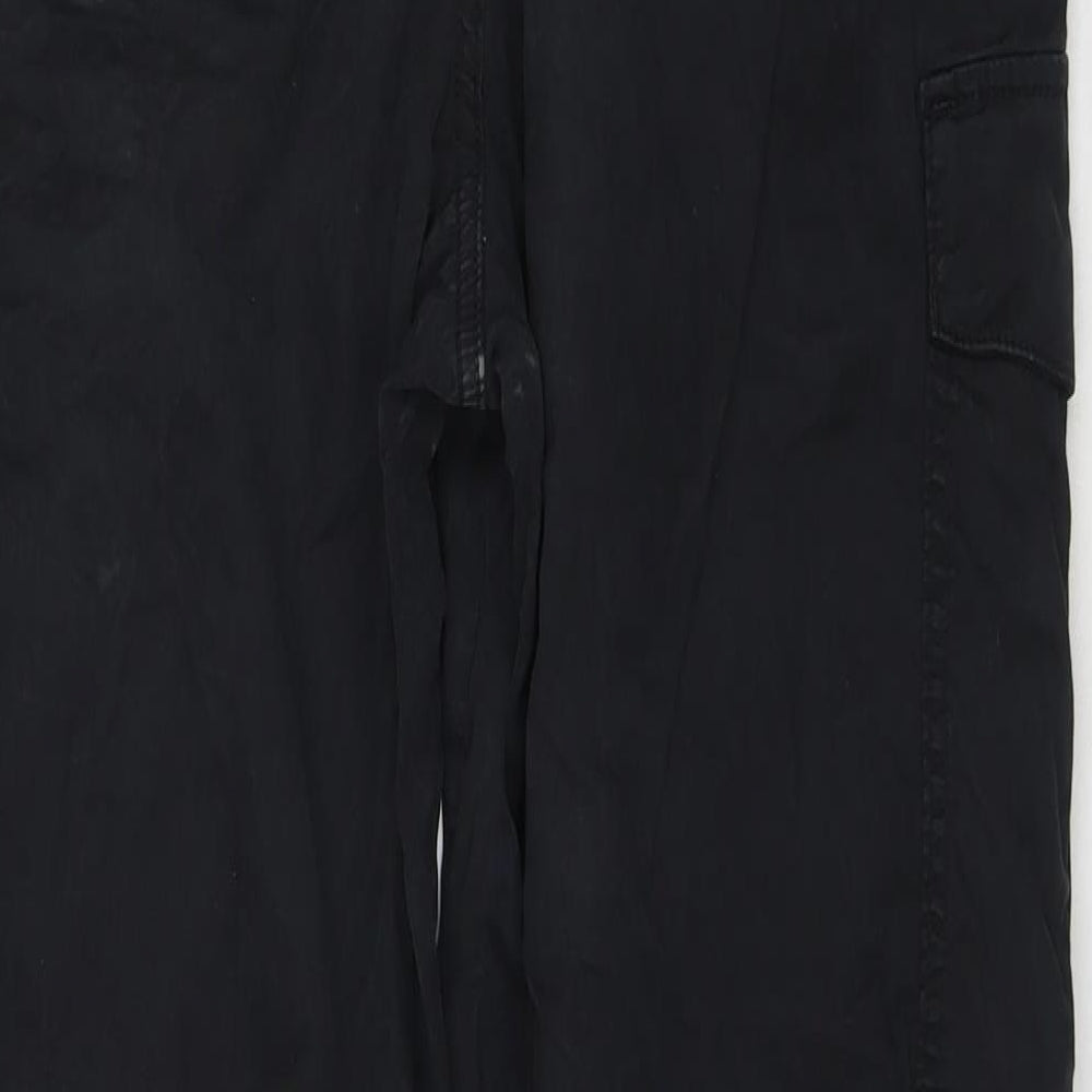 Marks and Spencer Womens Black Lyocell Cargo Trousers Size 12 L28 in Regular Zip