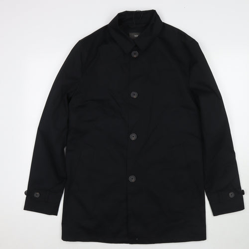 Marks and Spencer Mens Black Overcoat Jacket Size S Button