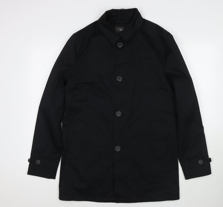 Marks and Spencer Mens Black Overcoat Jacket Size S Button