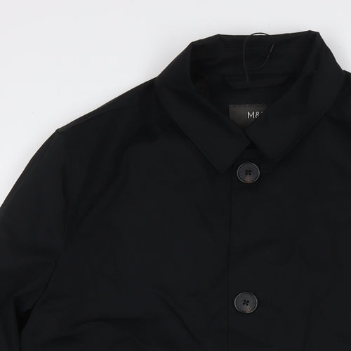 Marks and Spencer Mens Black Overcoat Jacket Size S Button