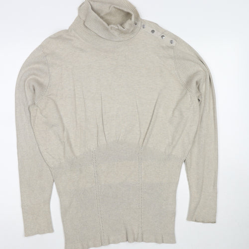 Addition Elle Womens Beige Roll Neck Rayon Pullover Jumper Size 3XL
