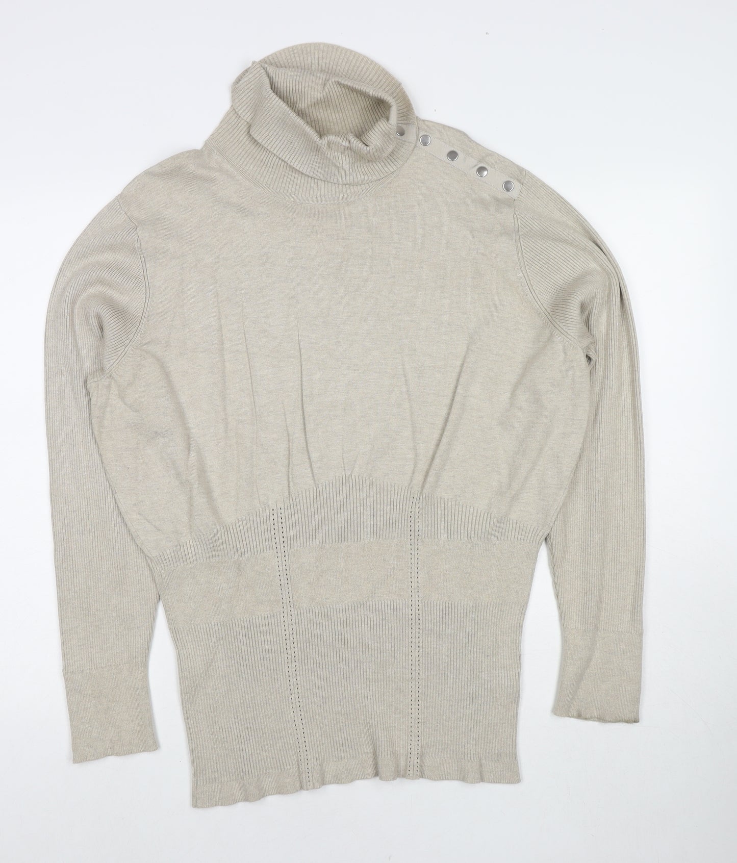 Addition Elle Womens Beige Roll Neck Rayon Pullover Jumper Size 3XL