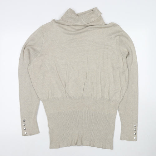 Addition Elle Womens Beige Roll Neck Rayon Pullover Jumper Size 3XL