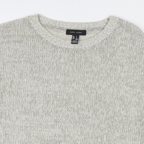 New Look Womens Beige Round Neck Acrylic Pullover Jumper Size S