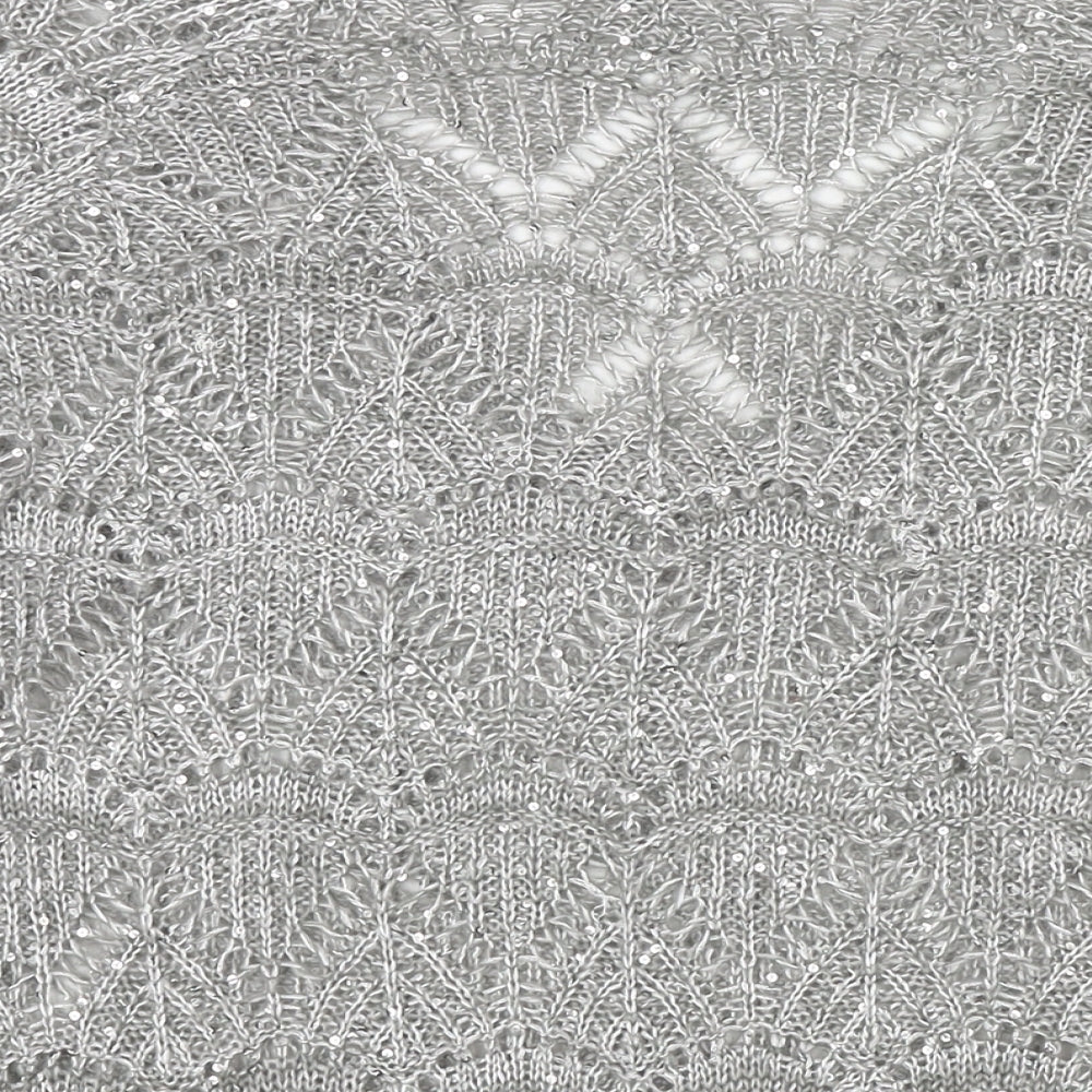 River Island Womens Grey V-Neck Polyester Pullover Jumper Size 12 - Sequin Detail