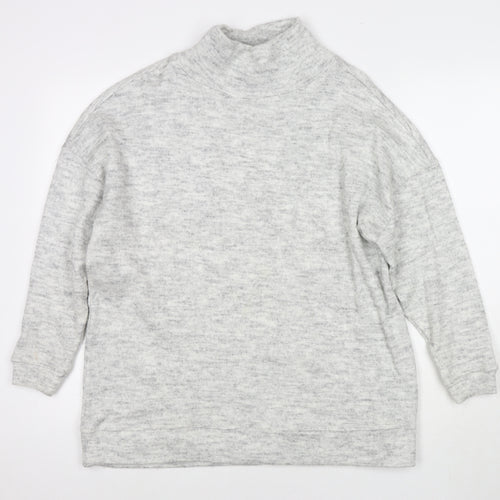 New Look Womens Grey Mock Neck Acrylic Pullover Jumper Size S