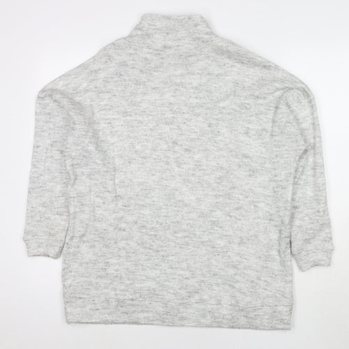 New Look Womens Grey Mock Neck Acrylic Pullover Jumper Size S