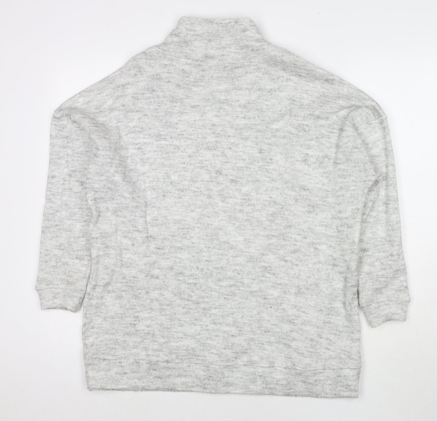 New Look Womens Grey Mock Neck Acrylic Pullover Jumper Size S