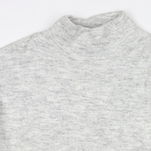 New Look Womens Grey Mock Neck Acrylic Pullover Jumper Size S