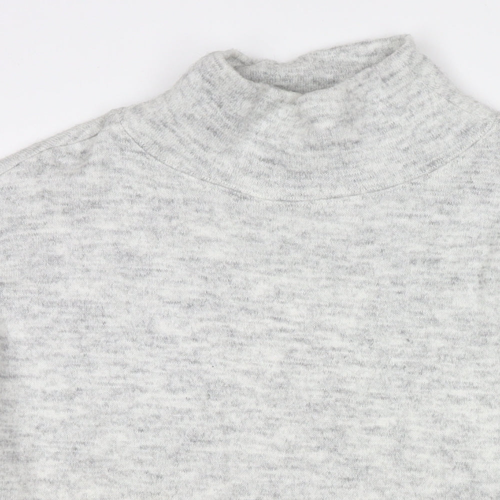 New Look Womens Grey Mock Neck Acrylic Pullover Jumper Size S