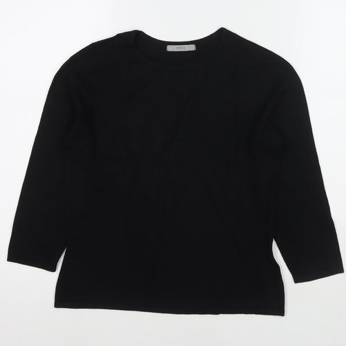 Marks and Spencer Womens Black Round Neck Viscose Pullover Jumper Size 14