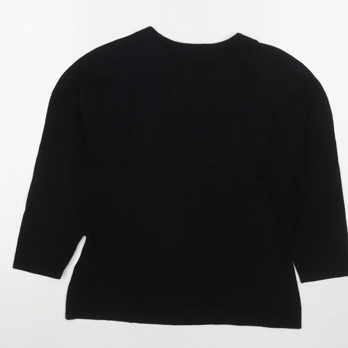 Marks and Spencer Womens Black Round Neck Viscose Pullover Jumper Size 14