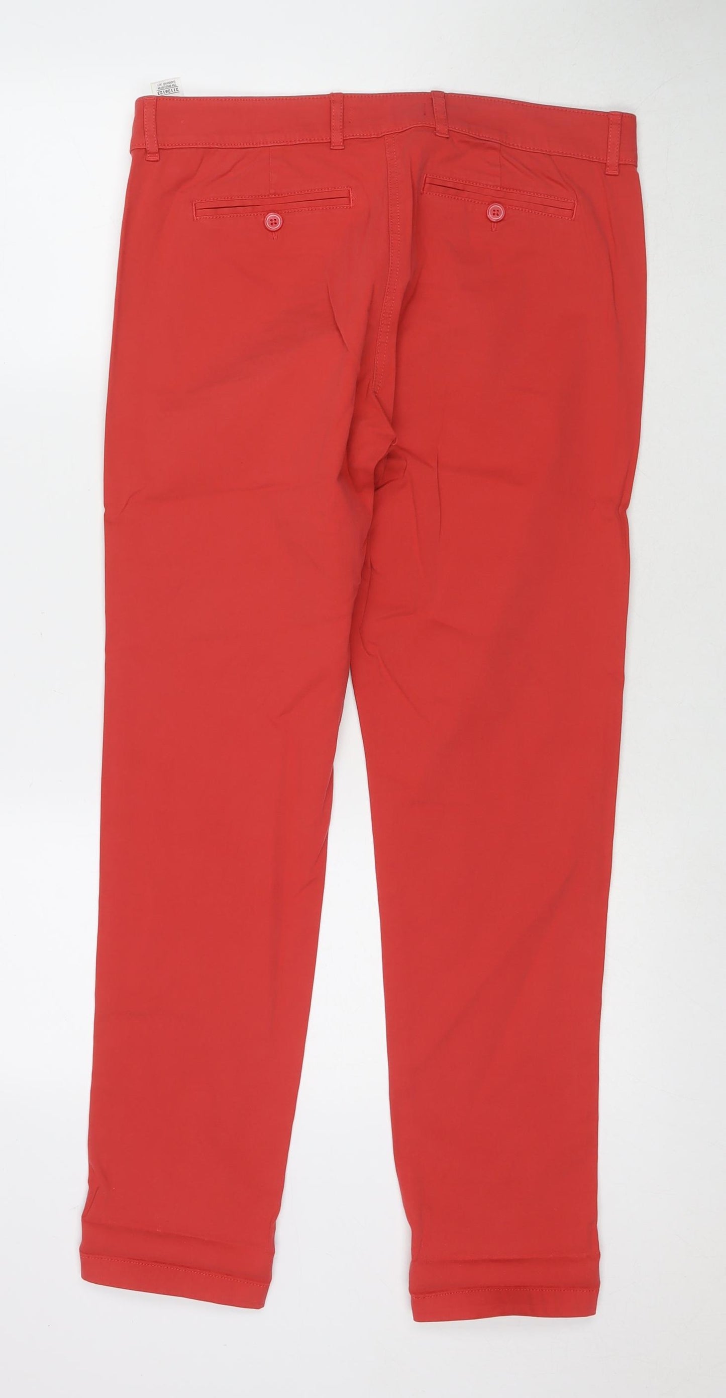 Marks and Spencer Womens Red Cotton Straight Jeans Size 12 L30 in Regular Zip