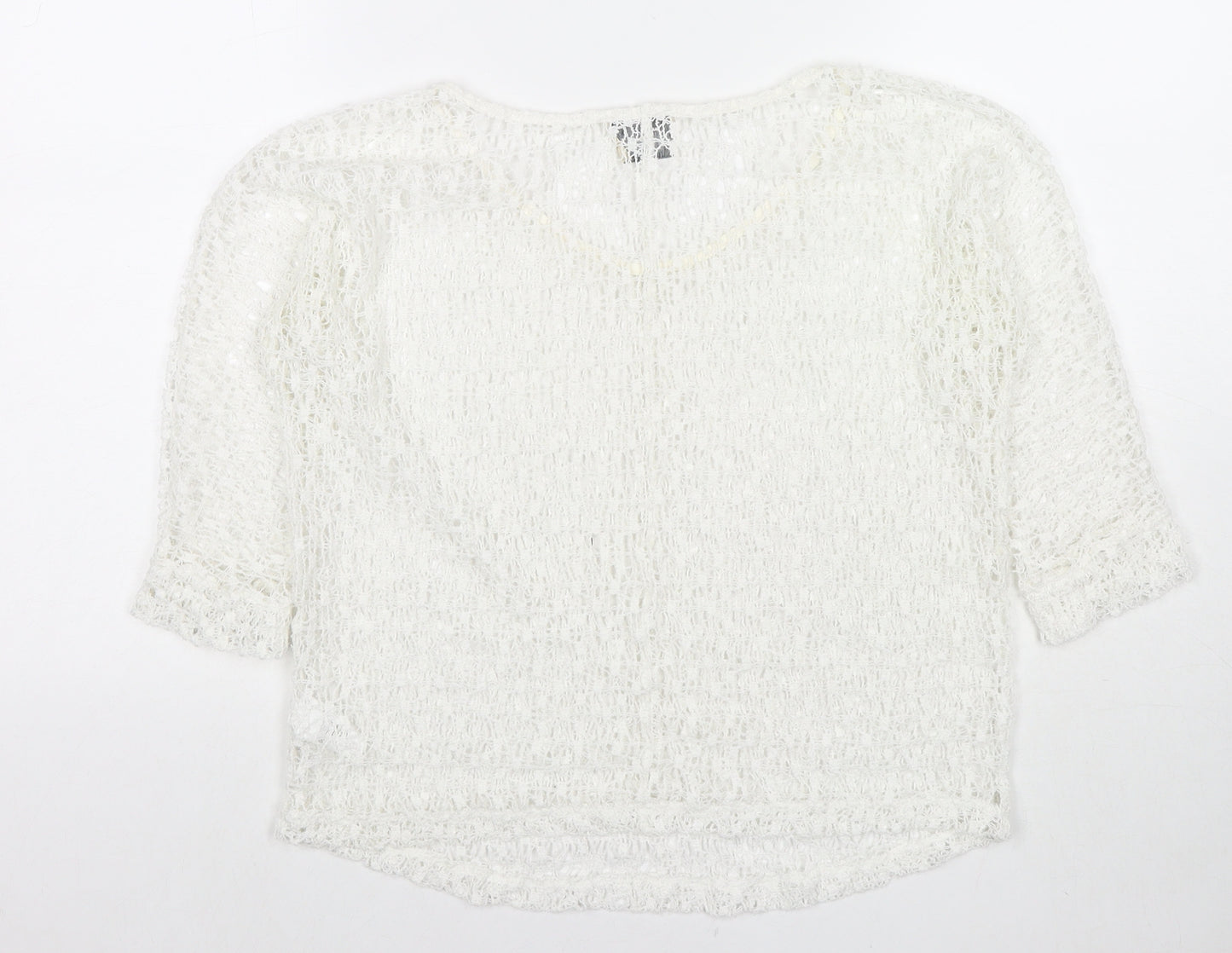 NEXT Womens White Polyester Basic Blouse Size 6 Round Neck